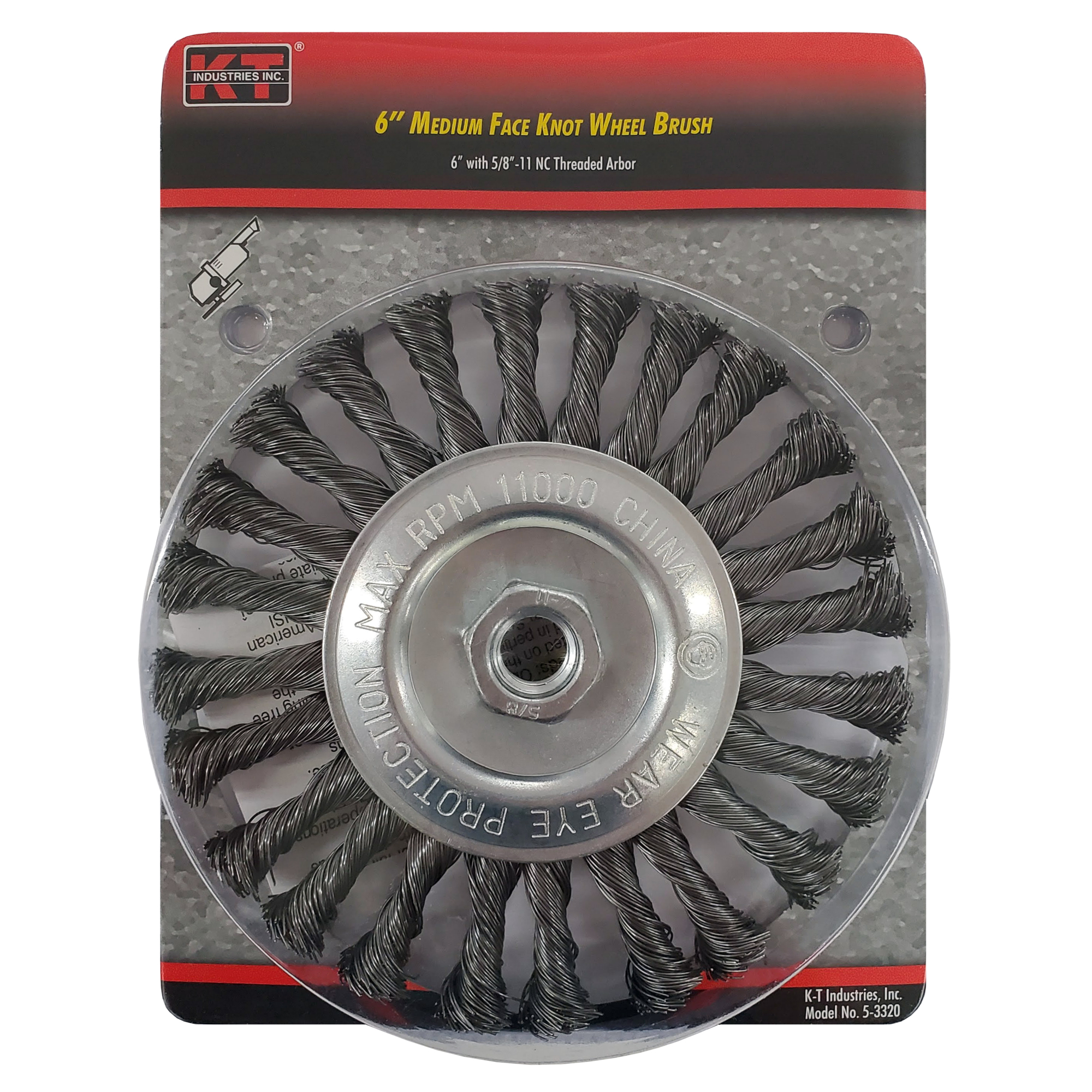 K-T Industries Knot Wheel Brush — 6in., Medium, 5/8-11 Arbor, Model# 5-3320